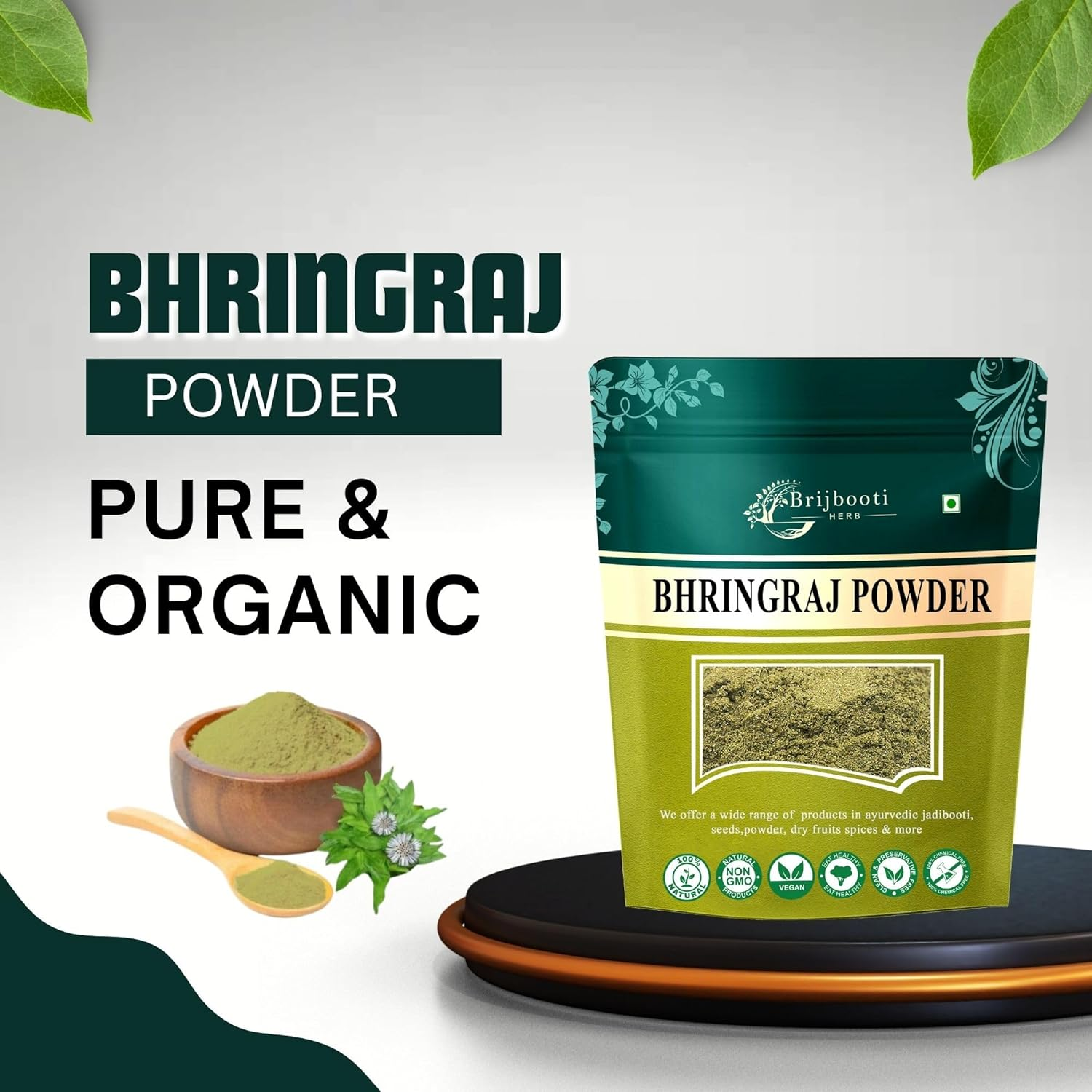 Brijbooti Bhringraj Powder for Hair Growth -(200 Gr) Good for Hair Mask & Pack - Natural Formula for Hair Mask & Growth image number 3