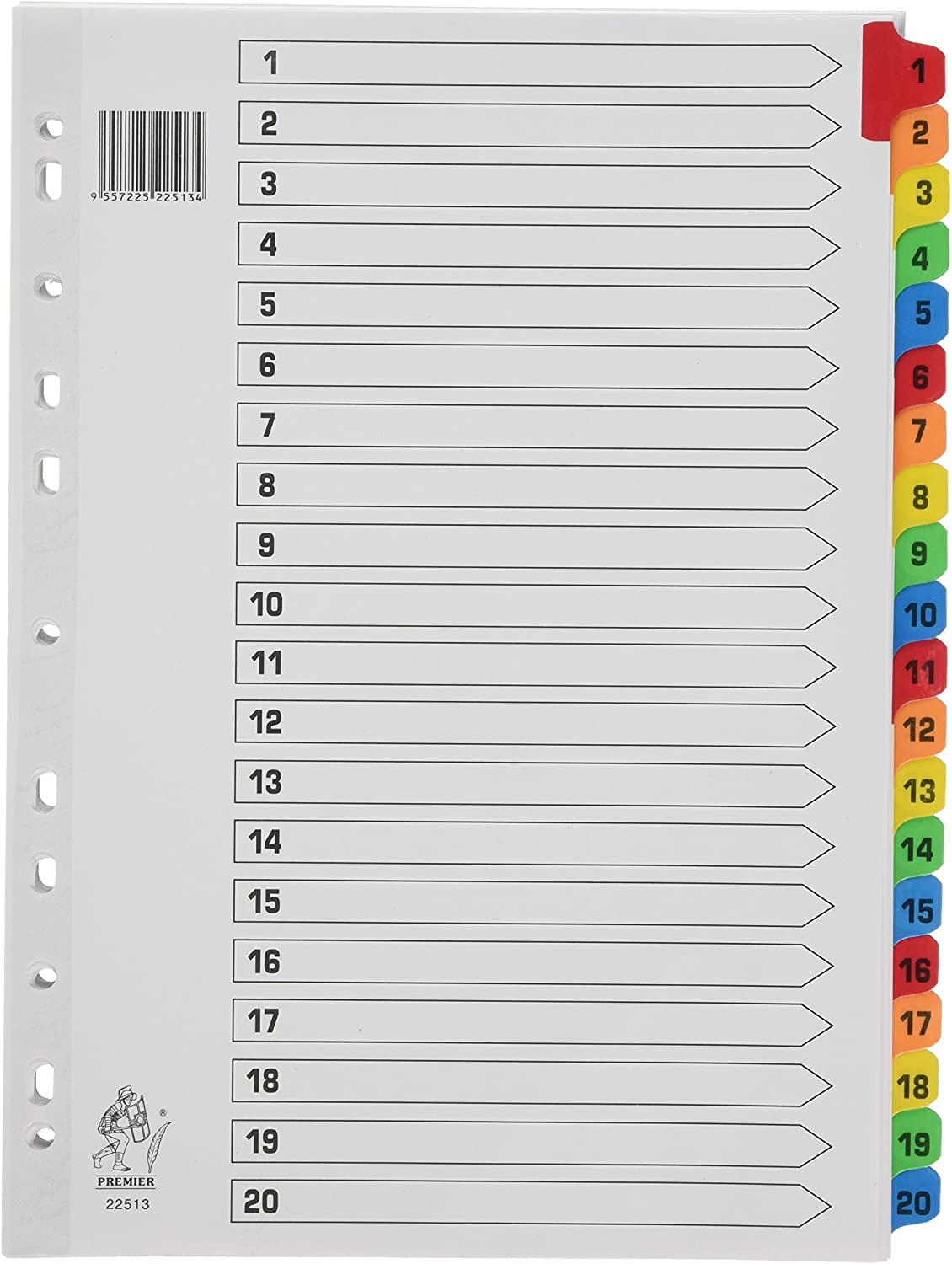 Rexel Mylar A4 1-20 Index White Colour Tab image number 1