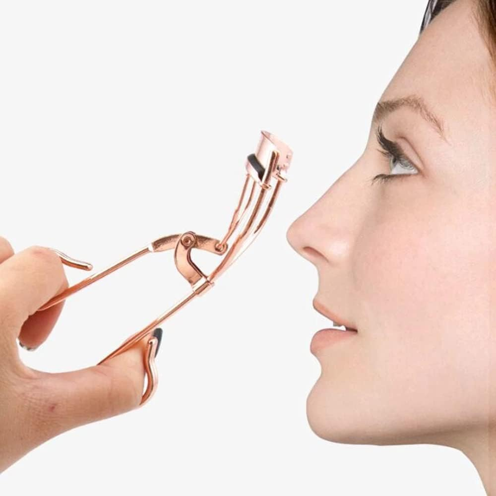 EIAKE 2PCS Eyelash Curler Kits with Eyebrow Brush Eyelashes Curling Applicator Extension Sets Eye Lash Curler Makeup Tools for Women (Eyelash Curler +Eyebrow Brush, Rose Golden) image number 1