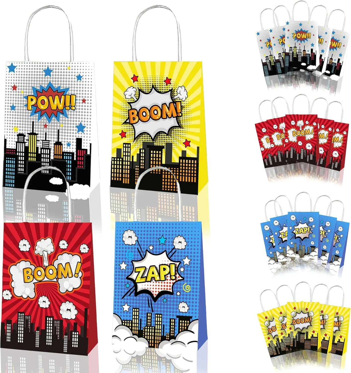 12X Superhero Party Supplies Birthday Decoration Paper Bag Kids Lolly Bag Favour Box Kraft Treat Box Gift Box Gable Box Gift Bag Themed Party Bag image number 4