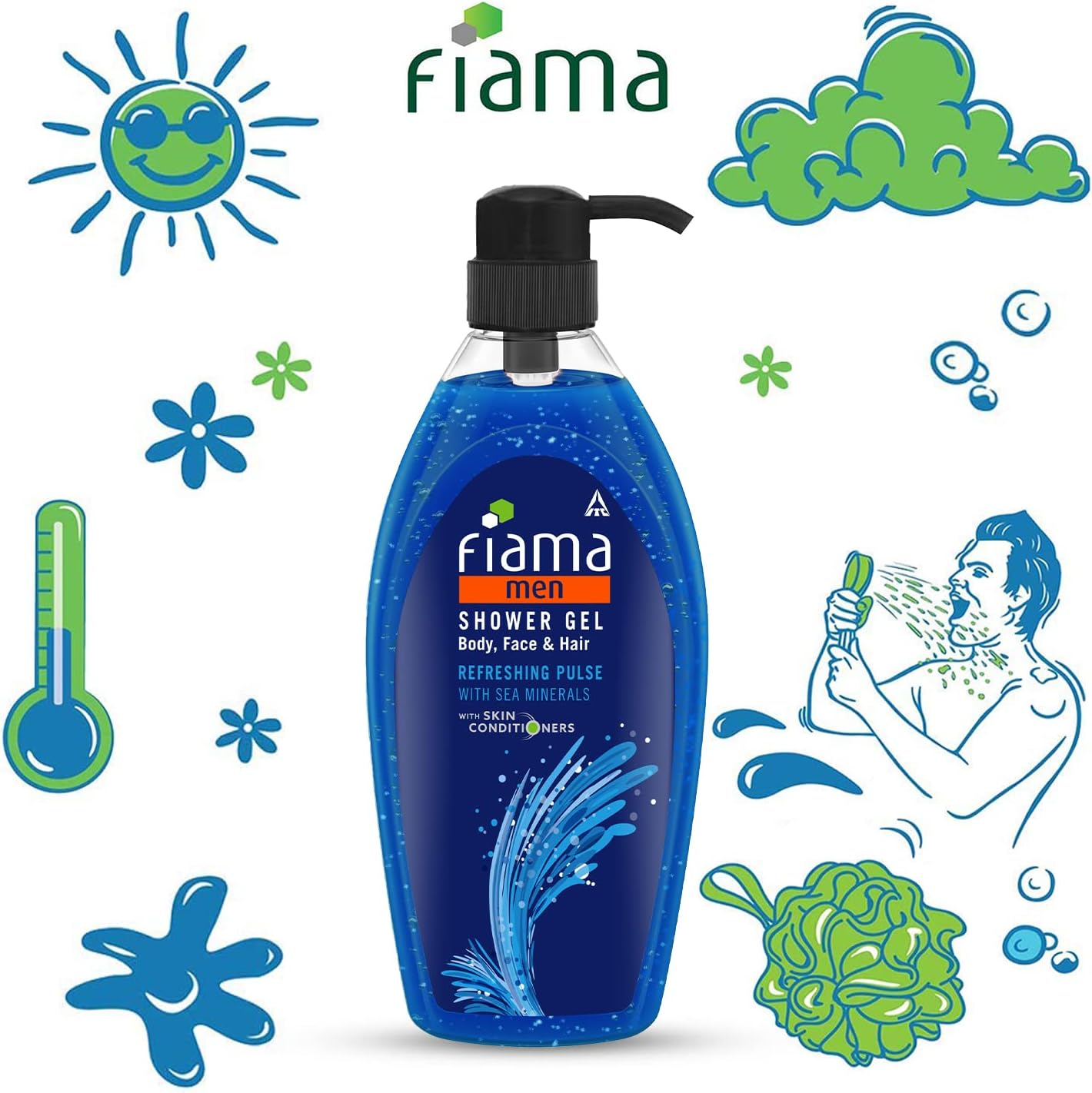 Fiama Men Shower Gel Refreshing Pulse Body Wash with Skin Conditioners for Refreshed Skin, 895 Ml Bottle image number 3