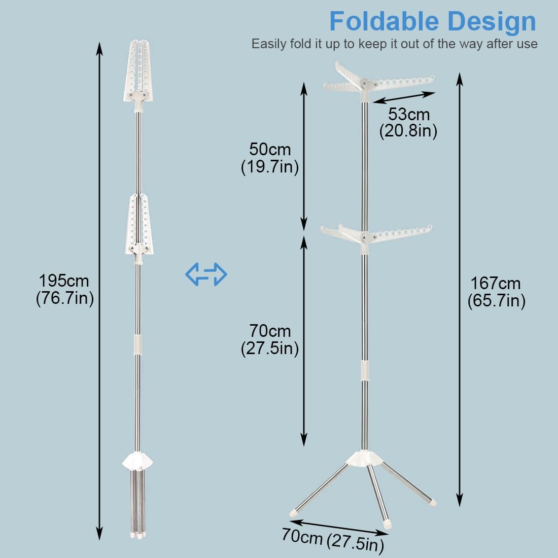 Folding Clothes Drying Rack, 65.7 Inch 2 Tier Laundry Drying Rack with Rotating Clothes Rail for 54 Pieces of Clothes image number 4