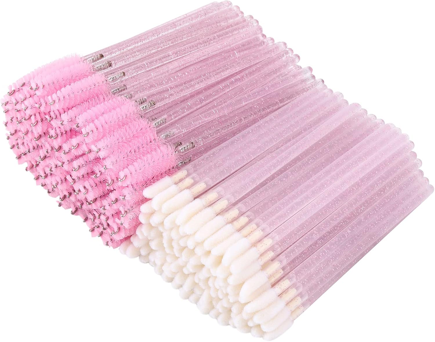 Tbestmax 200 Disposable Mascara Wand and Lipstick Applicator Wands Crystal Lip Gloss Brush Lash Spoolies for Eyelash Extensions (Pink) image number 1