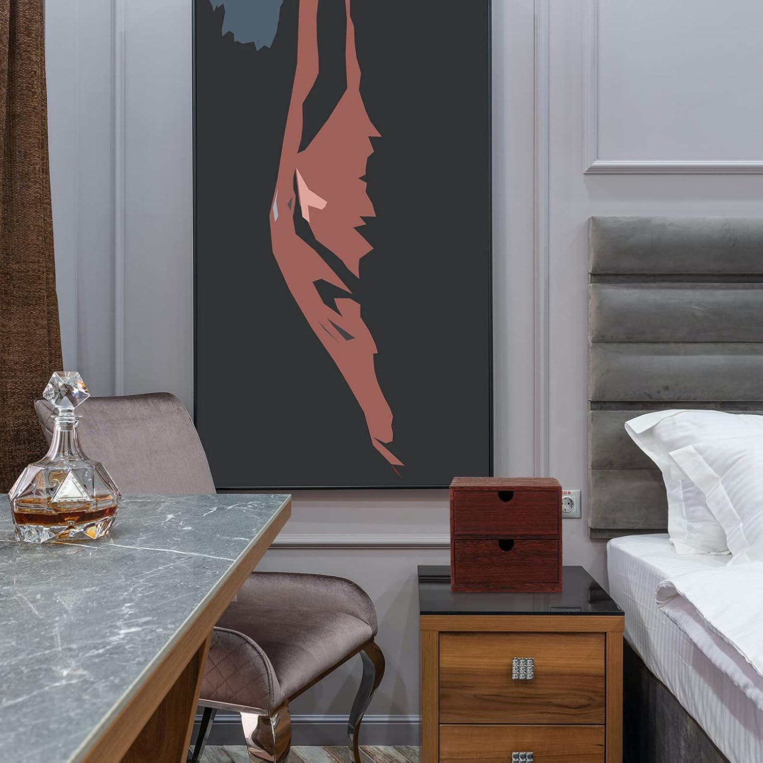 Cabilock Vintage Wooden Storage Organizer Four-Layer Desktop Storage Box Desk Organiser for Home Living Bedroom