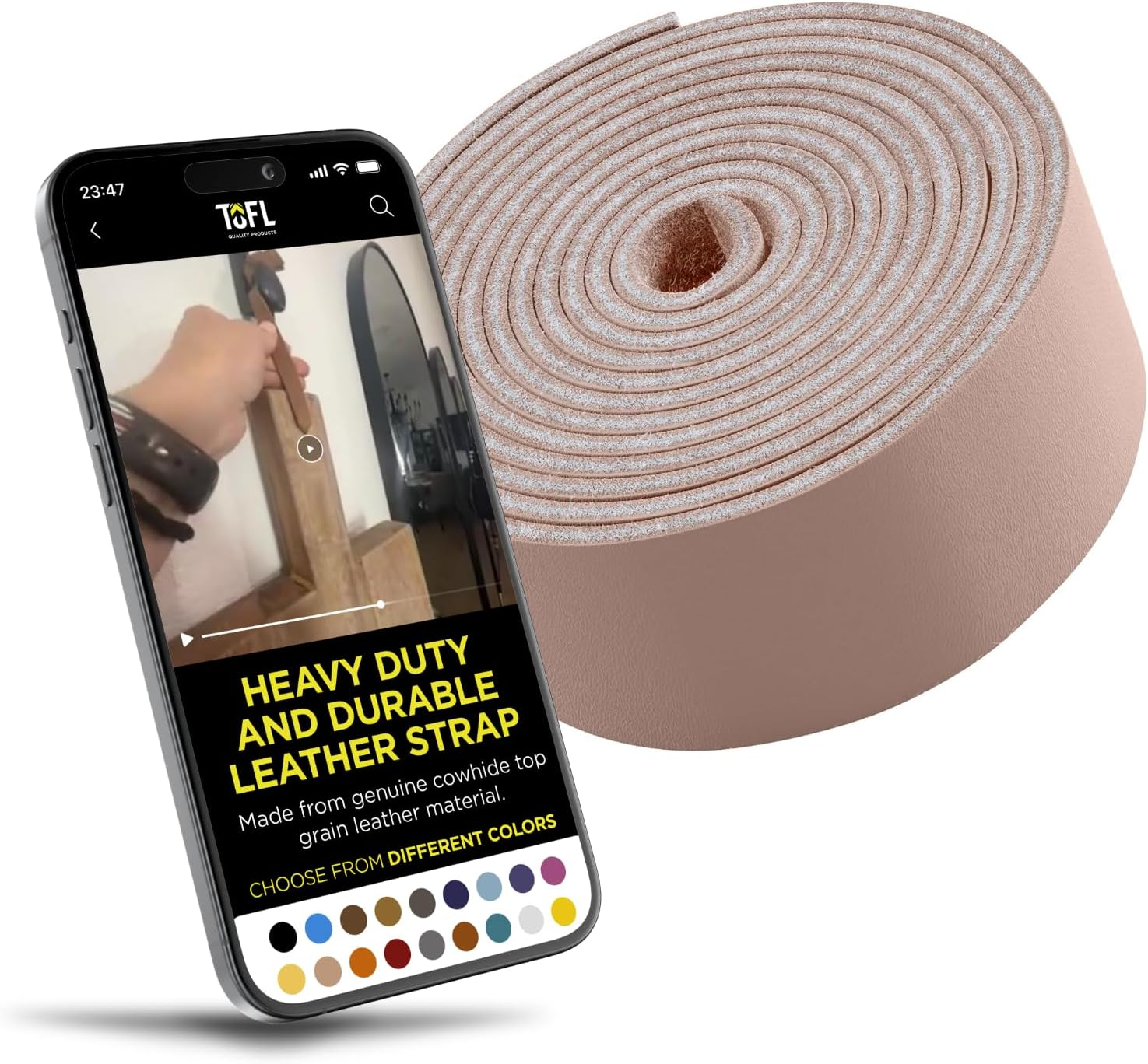 TOFL Leather Strap Medium Brown ? Inch Wide 72 Inches Long