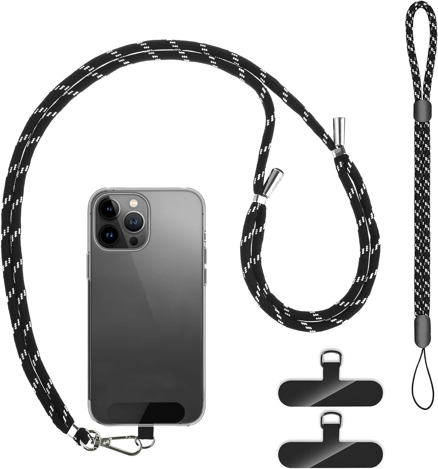 2 Pads Mobile Phone Lanyard Crossbody with 2Pcs Patch Tether Tab,H HOME-MART Adjustable Nylon Neck Wrist Strap Lobster Clasp Hanging Strap Safety for Most Smartphones Cell Phone Accessories