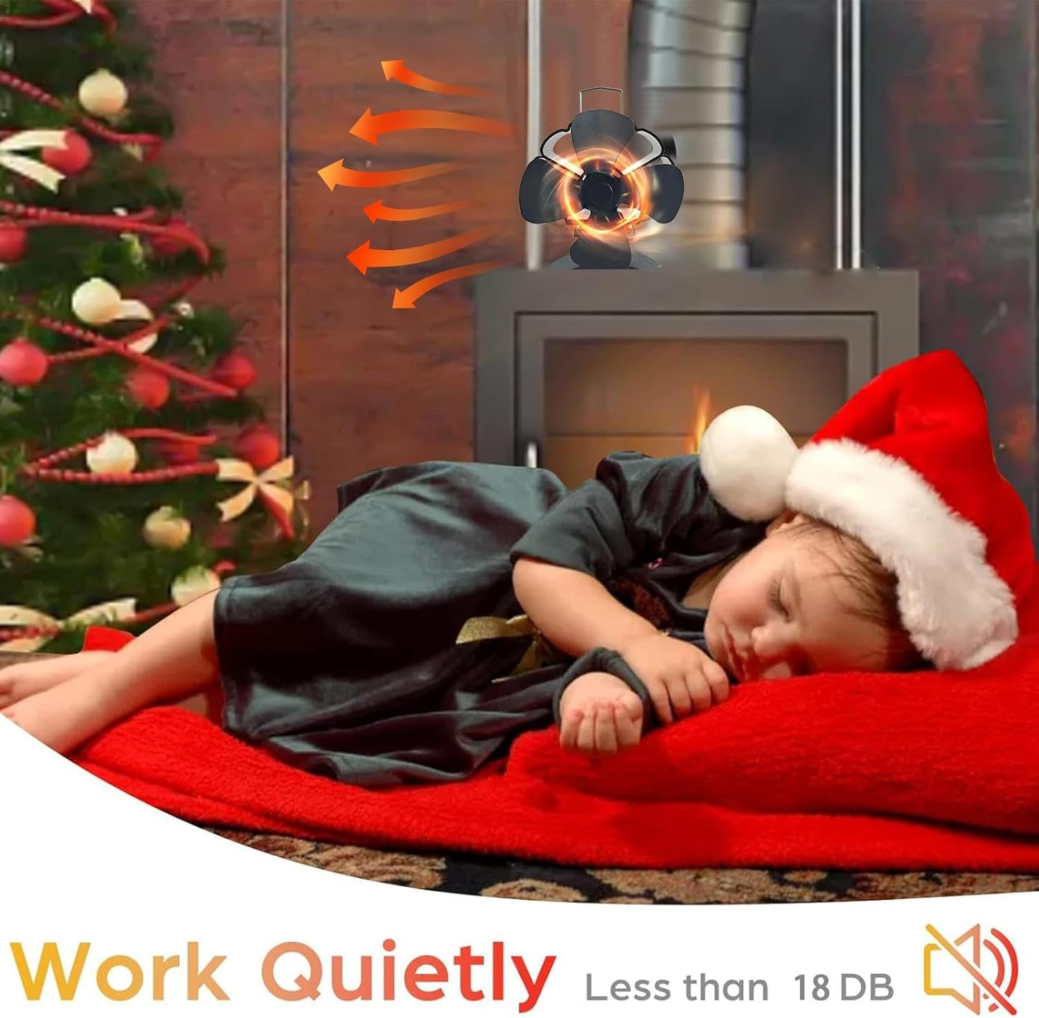 Wood Burner Fan Heat Powered - Heat Powered Thermoelectric Thermal Fan - Non Electric Quiet Fireplace Fans, Wood Stove Accessories image number 2