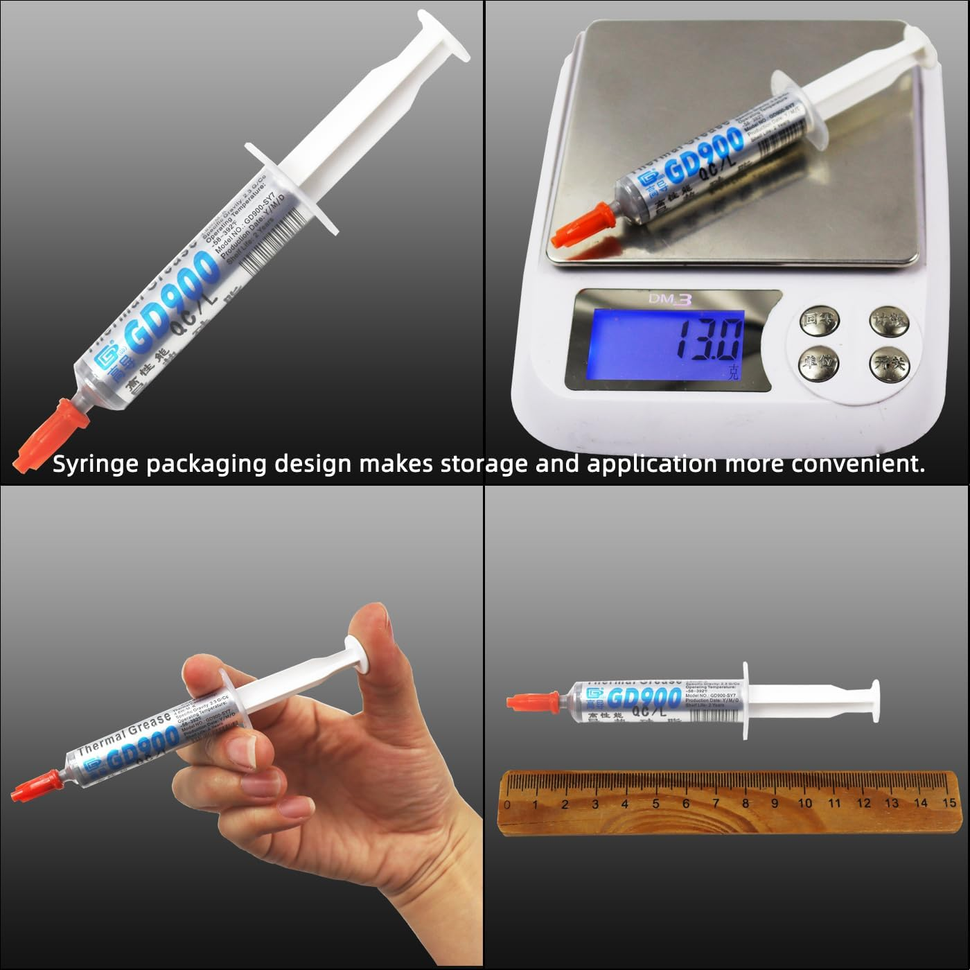 GD900 3 Pieces of Net Weight 7 Grams Syringe with Blister and Box Packaging Gray Thermal Conductive Grease Paste Plaster Heat Sink Compound BX7 image number 2