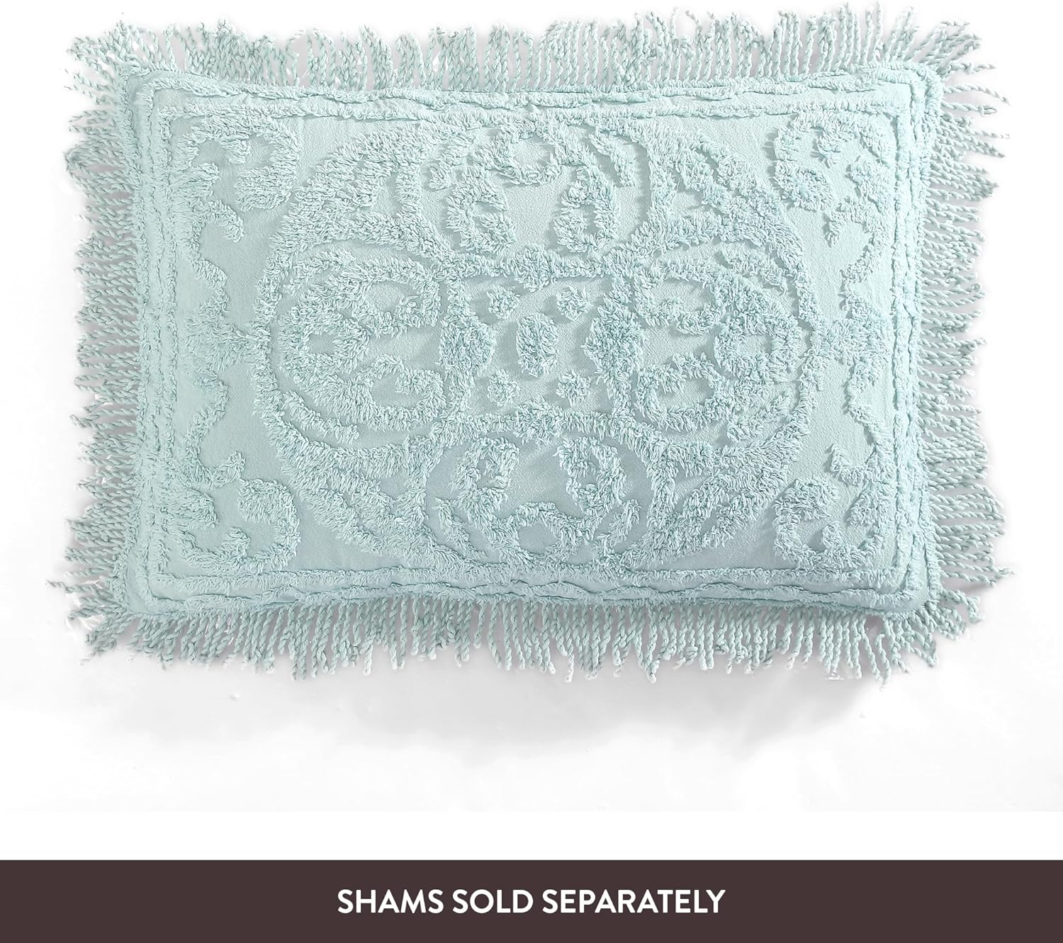 Beatrice Home Fashions Medallion Chenille Bedspread, King, Blue image number 2