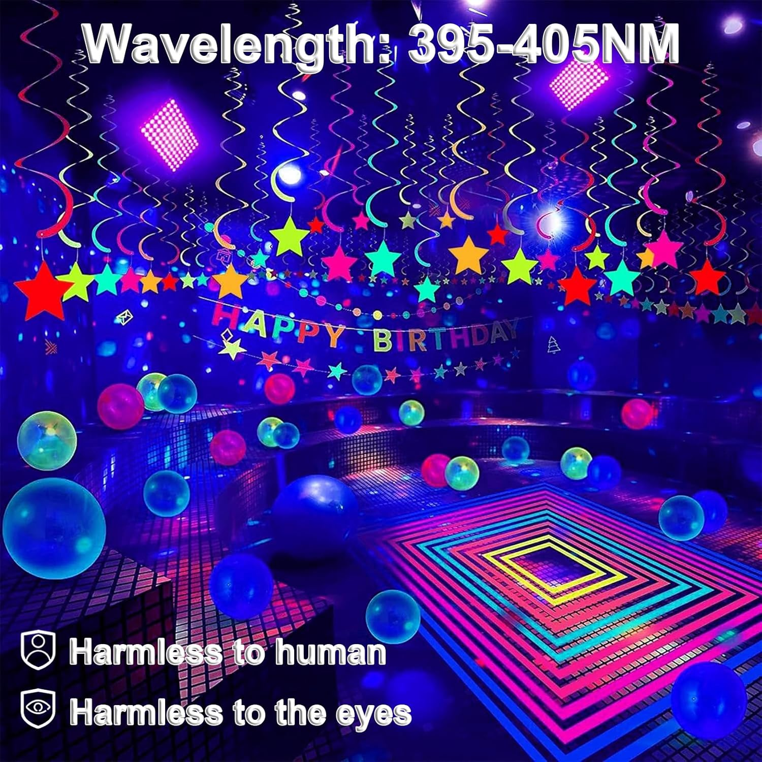 UV LED Black Lights Flood Bulbs 200W 395Nm Ultraviolet Lamp IP65 Waterproof Plum Blossom Blacklight Purple Glow in the Dark Paint Party Decorations Lightbulbs Fixtures for Poster Room Stage Halloween