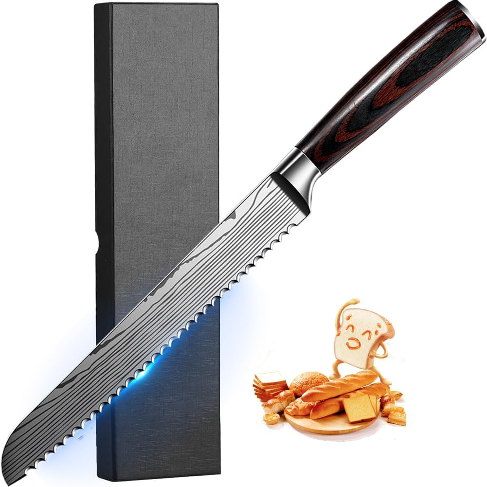 8 Inch Serrated Bread Knife High Carbon Stainless Steel Cake Cutter