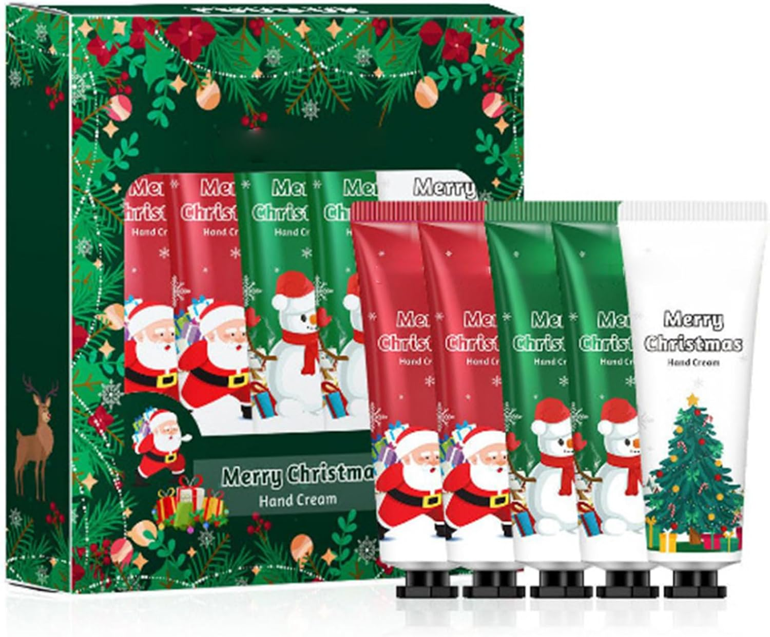 Yhong 5PCS Holiday Hand Cream Gift Set Moisturizing Lotion for Dry Skin Winter Care Travel Size Green One Size