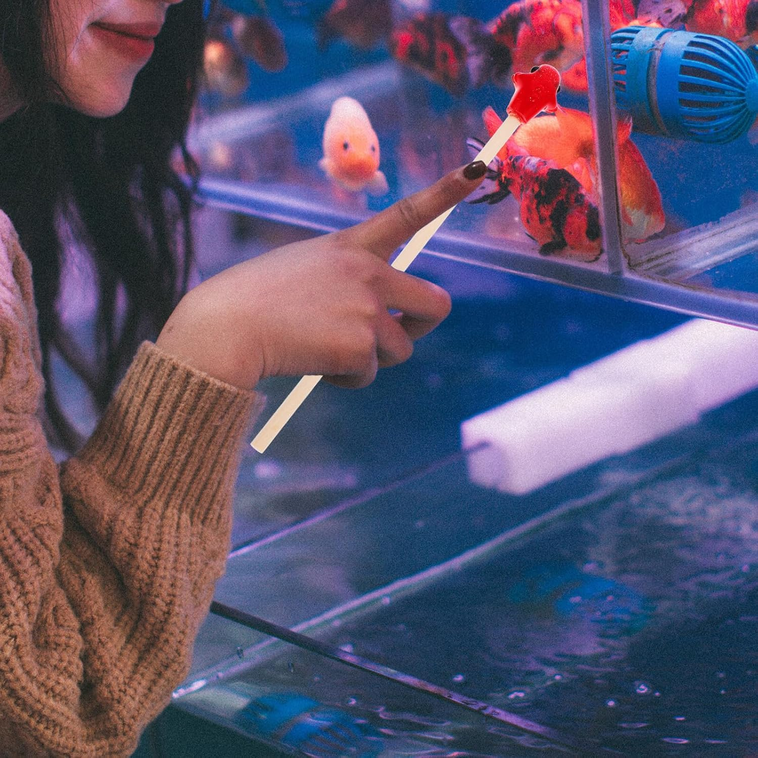 Alasum Betta Fish Training Wand Wooden Interactive for Betta Tank Exercise and Fish Activity Safe Material for Aquarium Pets and Desktop Aquariums