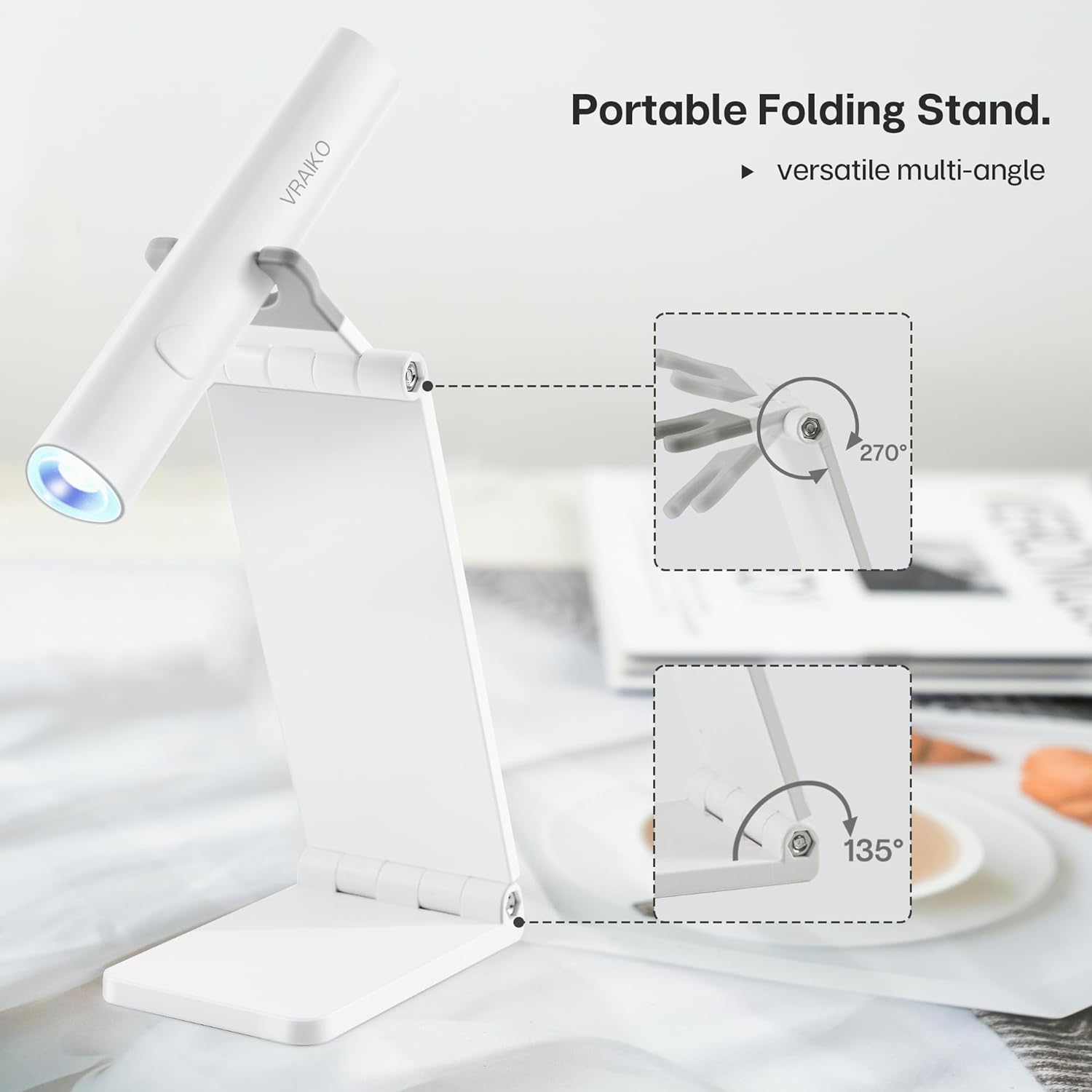 VRAIKO Minicure Handheld UV Light for Gel Nails, Portable UV Nail Lamp with Stand, Rechargeable Mini LED Nail Lamp Nail Dryer for Fast Curing (White) image number 1