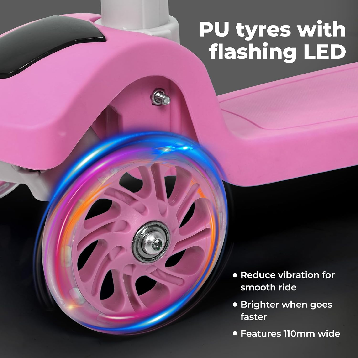 Bopeep 3 Wheeled Scooter for Kids, 3 Wheels Foldable Kick Scooter with Flashing LED Lights for Boys Girls, Lean to Steer，3 Levels Height Adjustable Scooter, 3-6 Years Old, Toddler Scooter Music - Blue image number 5