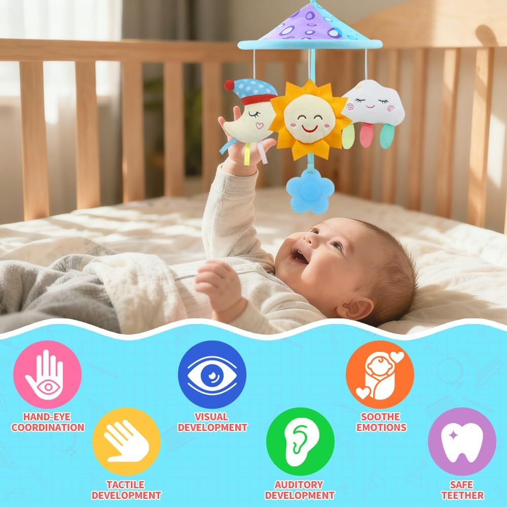Baby Pram Mobile Toy, Stroller Toys with Soft Rattle for 0 Months+ (Sky) image number 1