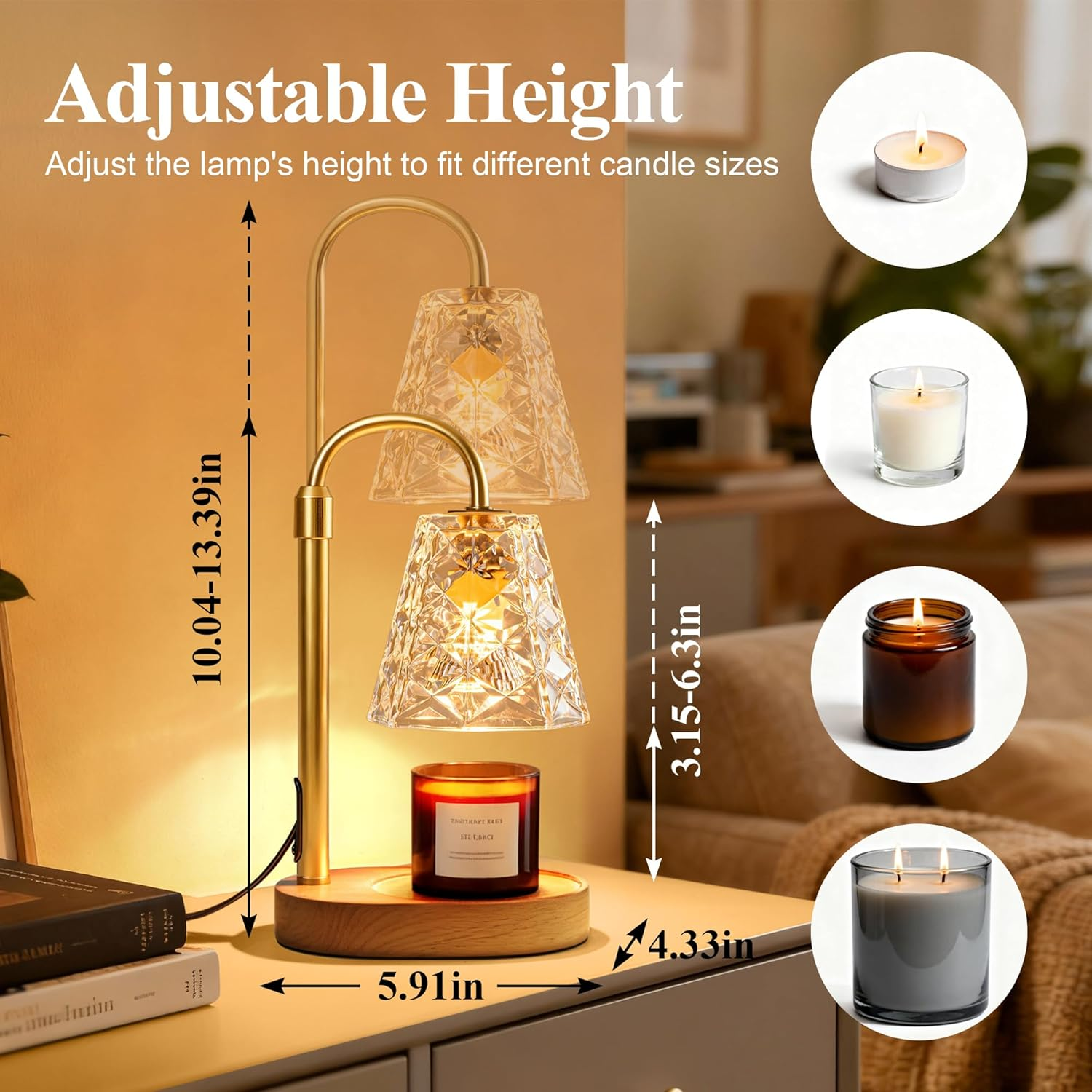 Candle Warmer Lamp with Timer, Birthday Gifts for Women Mom, House Warming Gifts New Home, Wax Melt Warmer for Scented Jar - Black image number 6