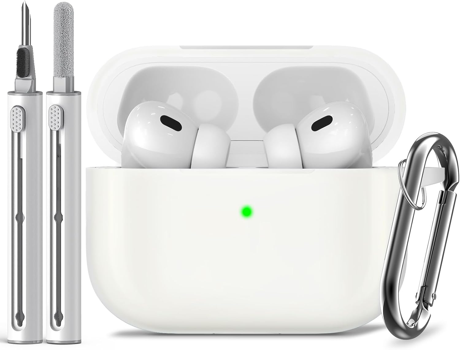 Inesore Compatible with Airpods Pro 2Nd/1St Case Cover with Cleaner Kit, Silicone Protective Case for Apple Airpods Pro 2Nd/1St Generation Charging Case with Keychain, for Women Men (Pine Green)