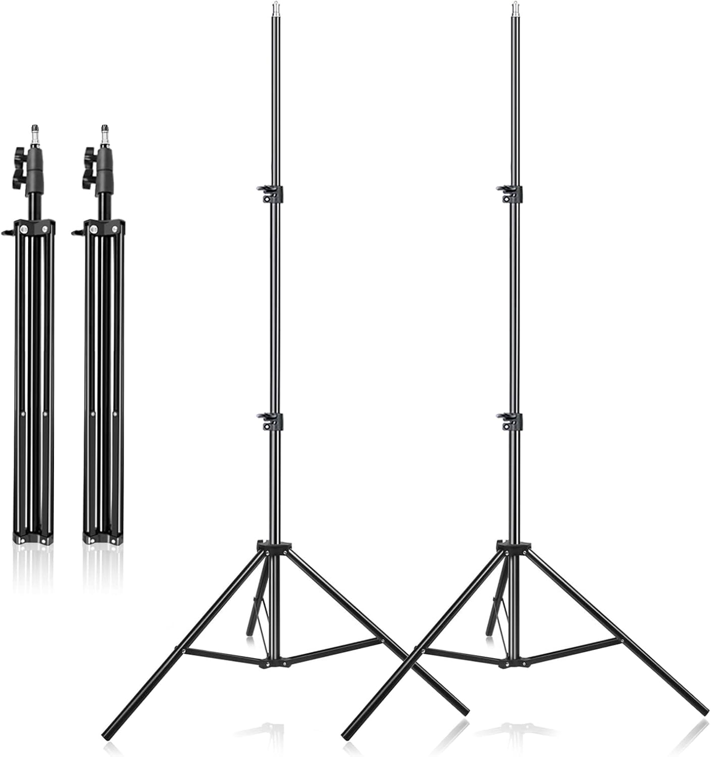 6.8FT/210CM Photography Light Stand Adjustable Heavy Duty Metal Tripod Stand Support System with 1/4" Screw for Studio Kits, Lights, Softboxes, Umbrellas, Ring Light, Reflectors, Backdrops image number 4