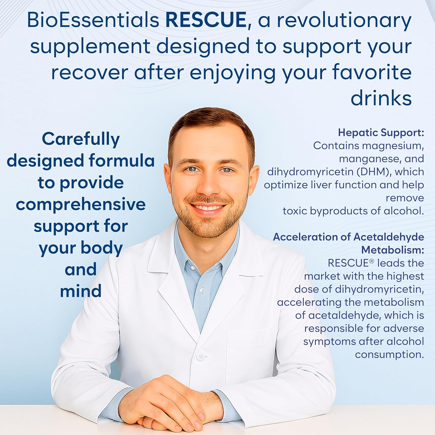 RESCUE&reg; &ndash; Advanced Liver & Daily Recovery Support &ndash; DHM, Milk Thistle & L-Cysteine Formula &ndash; Vegan Capsules for Energy, Metabolism &ndash; Wake up Refreshed after Social Events image number 1