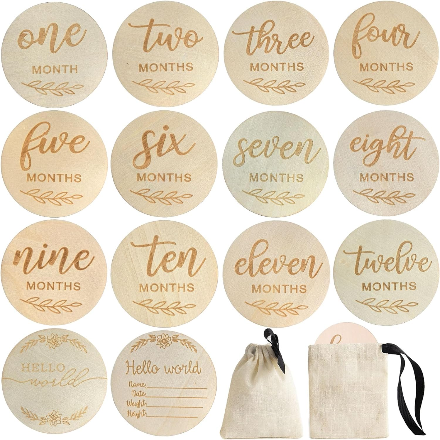 REGODI 14Pcs Baby Milestone Cards & Announcement Sign, Newborn Growth Photography Props, Monthly Baby Photo Gift Sets for Boys and Girls, Baby Photography Accessories image number 6