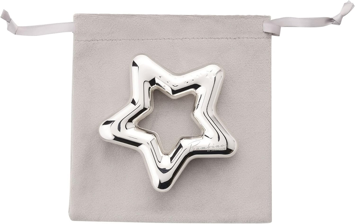 Widdop Bambino Luxury Silver Plated Star Rattle for Baby - Gift for Baby Shower, New Baby, New Parents, Christening - Includes Gift Box and Stylish Grey Pouch - Baby Keepsake Gifts Present
