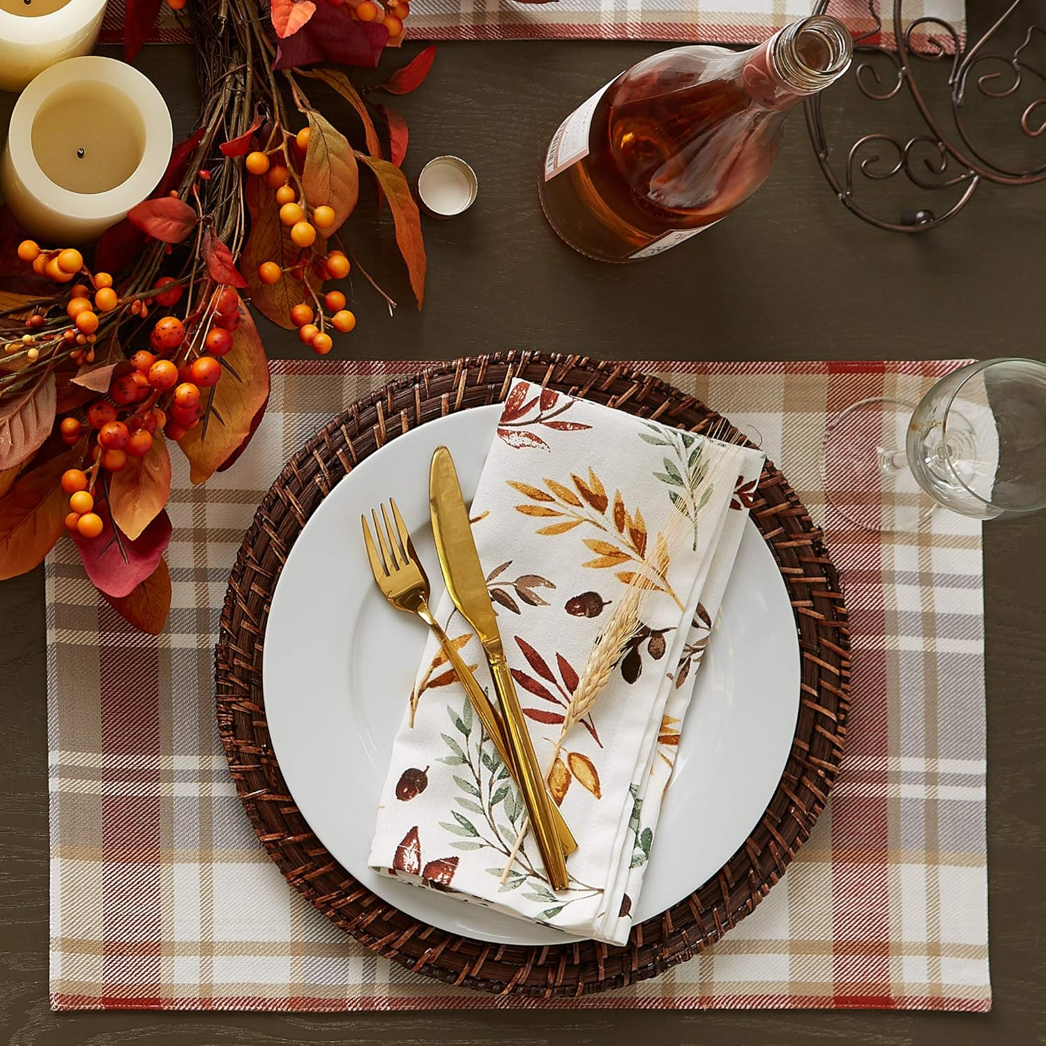 DII Thankful Autumn Collection Fall Tabletop Decoration, Square Napkin Set, 20X20, Fall'S Bounty, 6 Piece image number 4