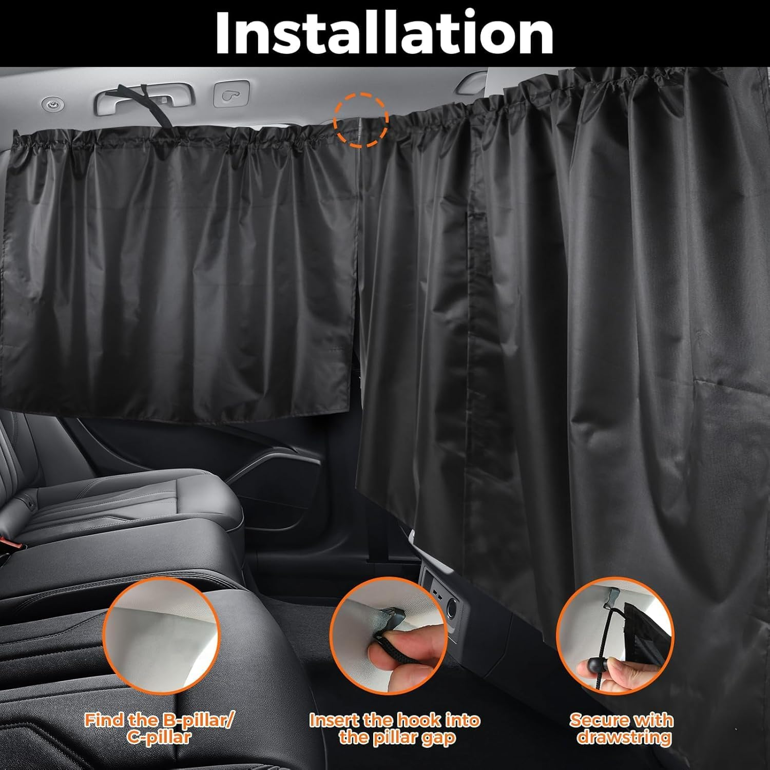 Car Privacy Curtains,Car Window Shades for Side Window & Rear Seat,Universal Vehicle Sunshade Blocking Accessories for Most Cars, Suvs, Trucks, and Vans (3PCS) image number 4