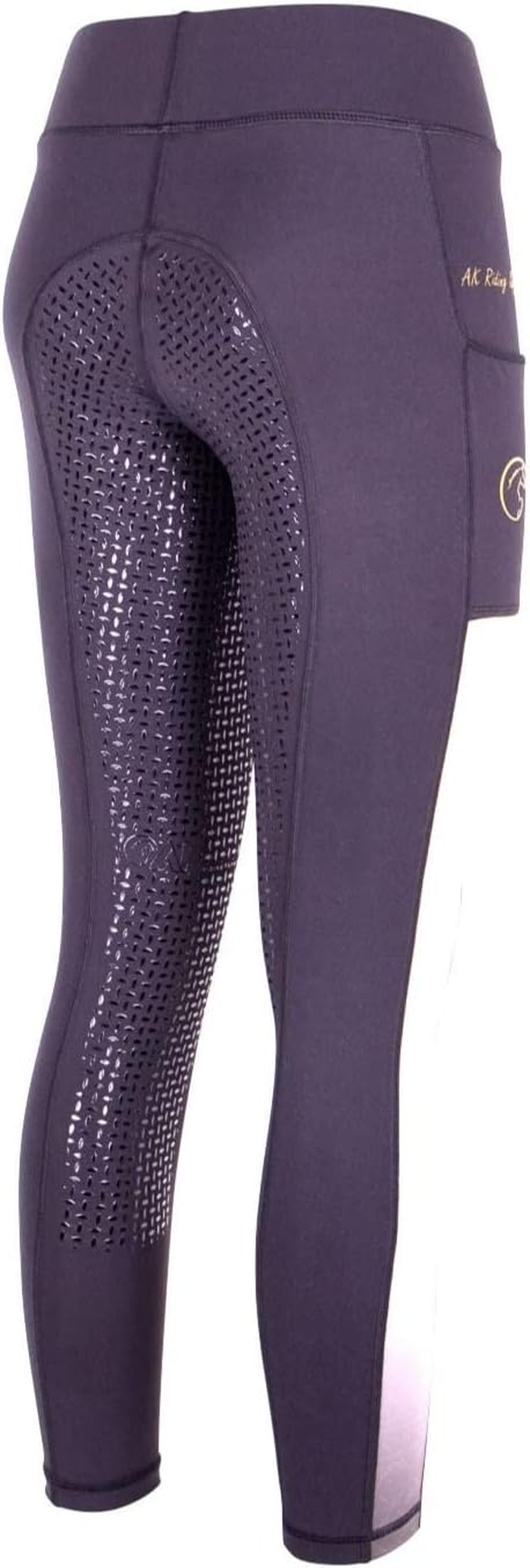 AK Rainbow Pull on High Waisted Breathable Horse Riding Tights/Leggings/Breeches with Full Seat Silicon Grip AKRS 6058 image number 2