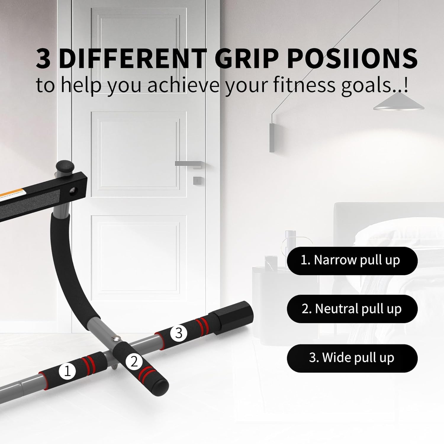 Leikefitness Pull-Up Bar for Door Frame Adjustable Portable Upper Body Fitness Workout for Home Gyms image number 3