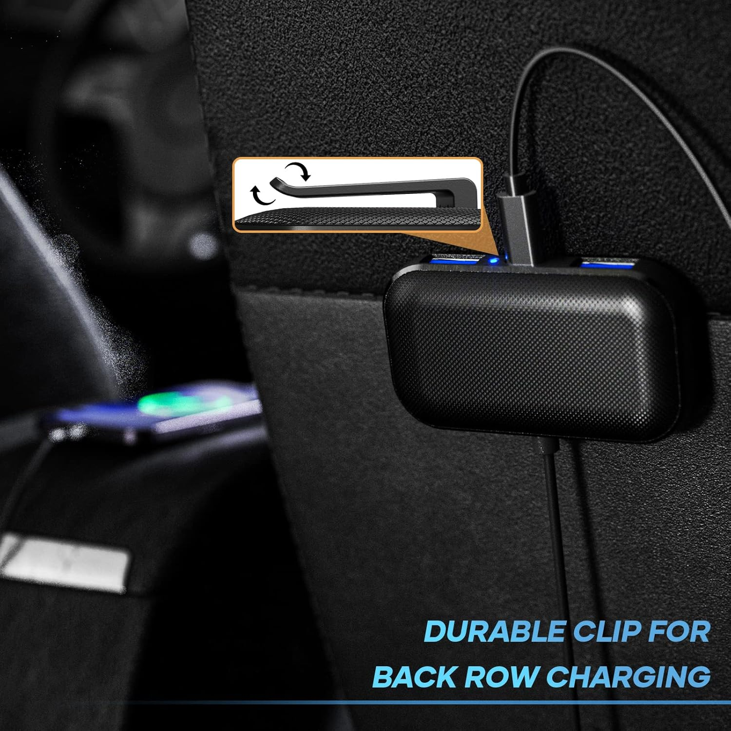 LENCENT 5 Multi Ports Type C Car Charger, 31W USB C Charger Adapter, Compatible for Phone, Voltage Detection, Multiple Car Cigarette Lighter Adapter with 1.5M Cable for Back Seat Charging image number 3