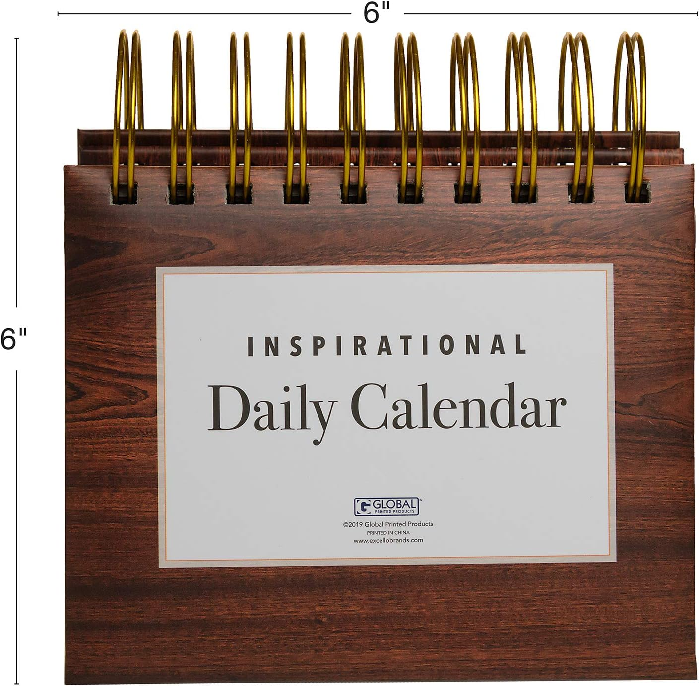 Motivational & Inspirational Perpetual Daily Flip Calendar with Self-Standing Easel (Woodgrain)
