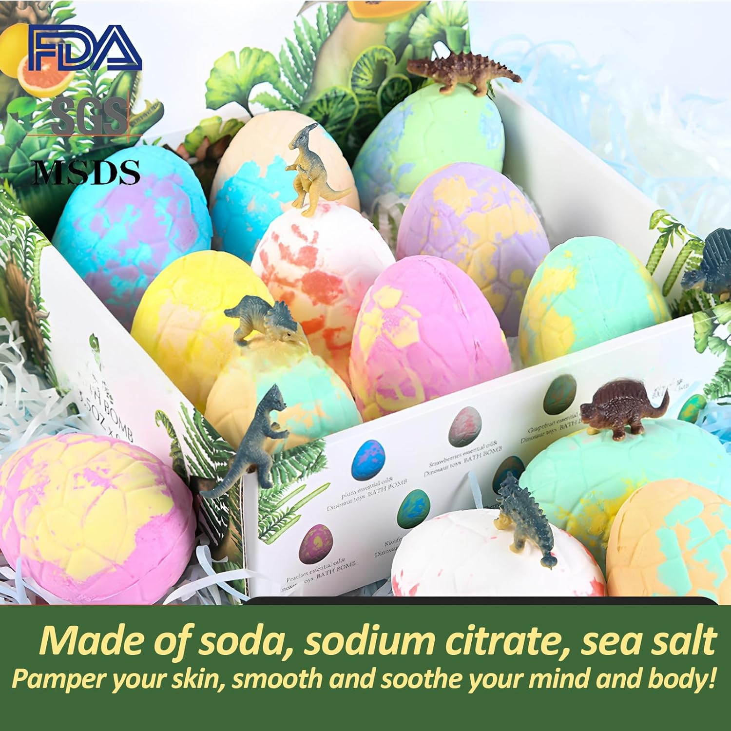 9 Packs Bath Bombs for Kids - Dinosaur Egg Bath Salt Balls with Surprise Toy Dinosaurs - Fun Spa Gifts for Girls and Boys - Relaxing Bubble Bath Experience image number 4