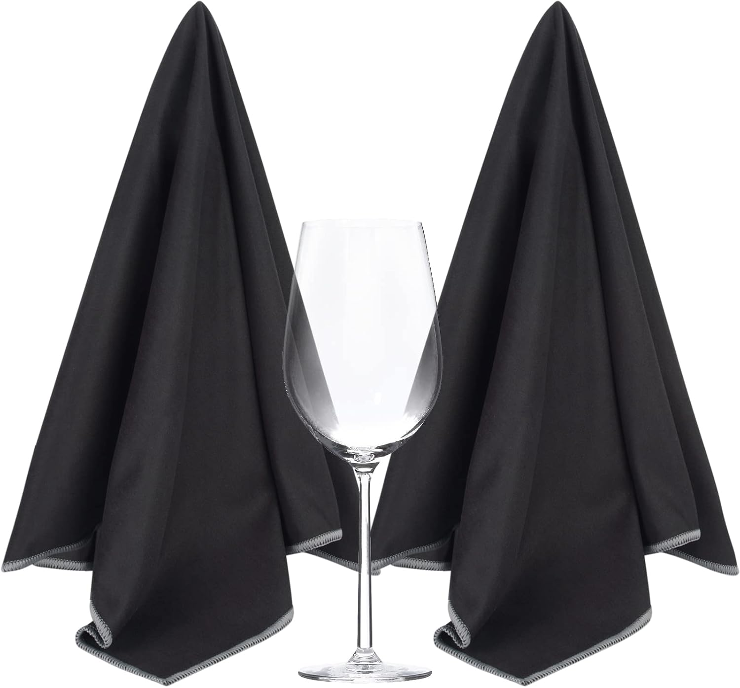 Sinland Microfiber Glass Polishing Cloths Lint -Free Drying Towels for Wine Glasses Stemware Dishes Stainless Appliances Grey 51CM X 64CM Pack of 2 Grey
