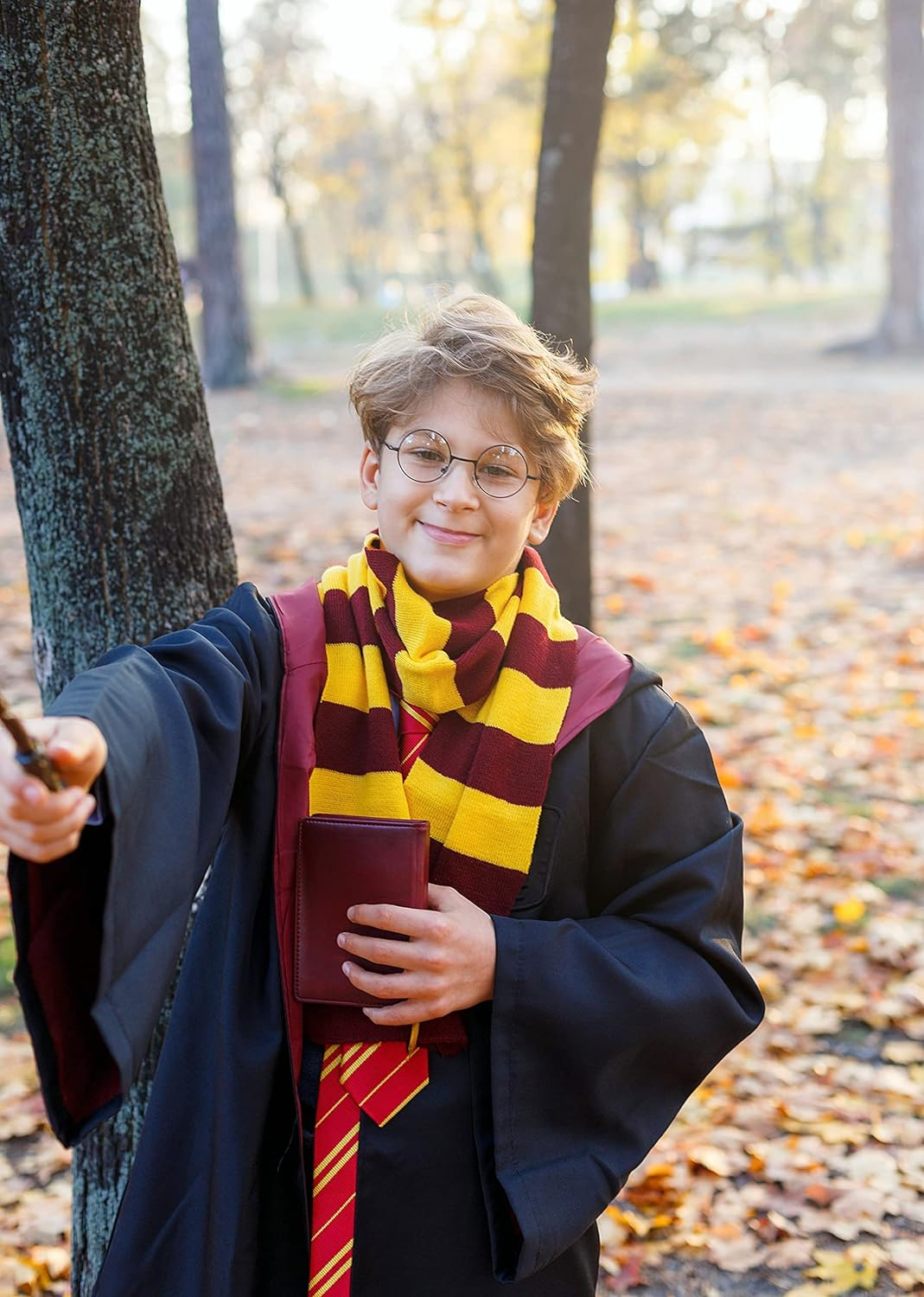 Wizard Costume Robe Magic Cloak 6 Pcs Set Cape Cosplay Costume Dress up Party Halloween image number 3