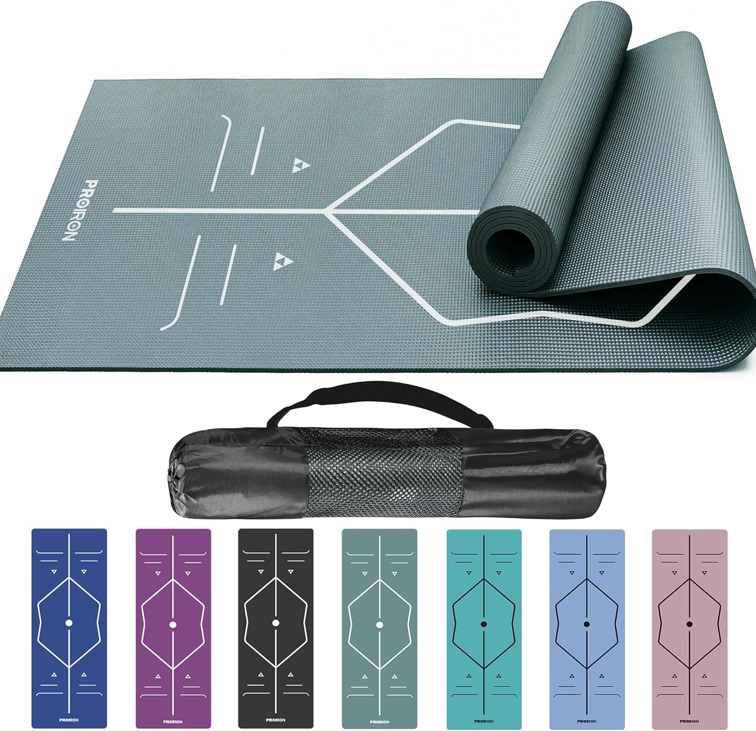 PROIRON Yoga Mat Patented Alignment System Exercise Mat Non Slip Pilates Mat for All Types of Yoga, Pilates & Floor Workouts with Carrying Bag (1730 X 610 X 4Mm)
