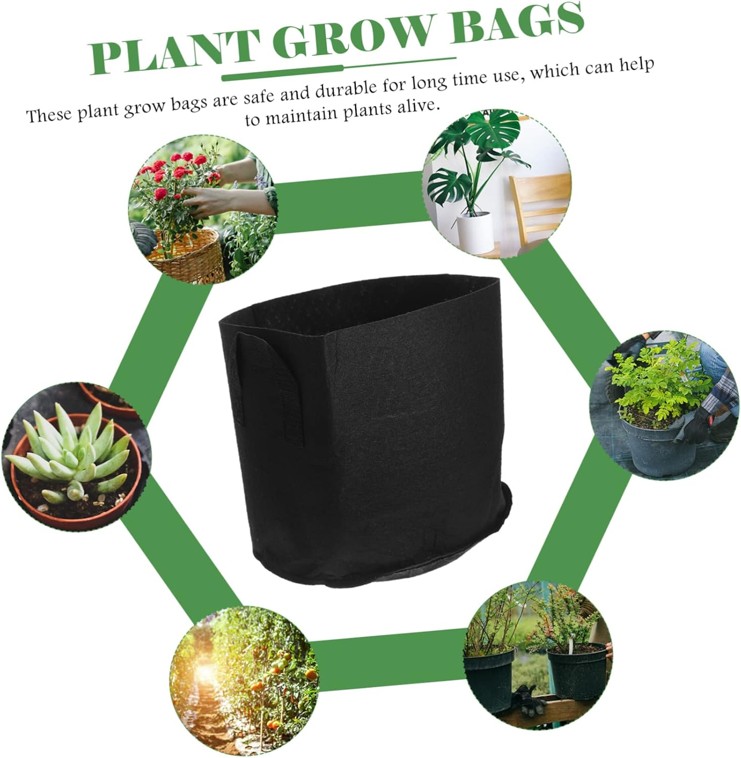 Yardwe Thickened Non-Woven Fabric Grow Bags 6Pcs 3-Gallon Planting Pouches for Vegetables Flowers Nursery Ventilated Design Sturdy Black Gardening Plant Grow Bags for Garden and Patio Use image number 3