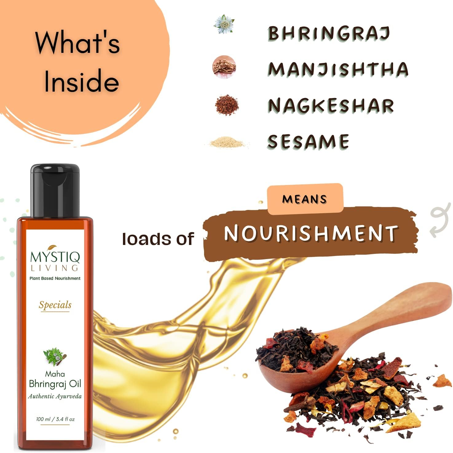 Mystiq Living Specials - Maha Bhringraj Hair Oil,100Ml | 9 Ayurvedic Extracts image number 3