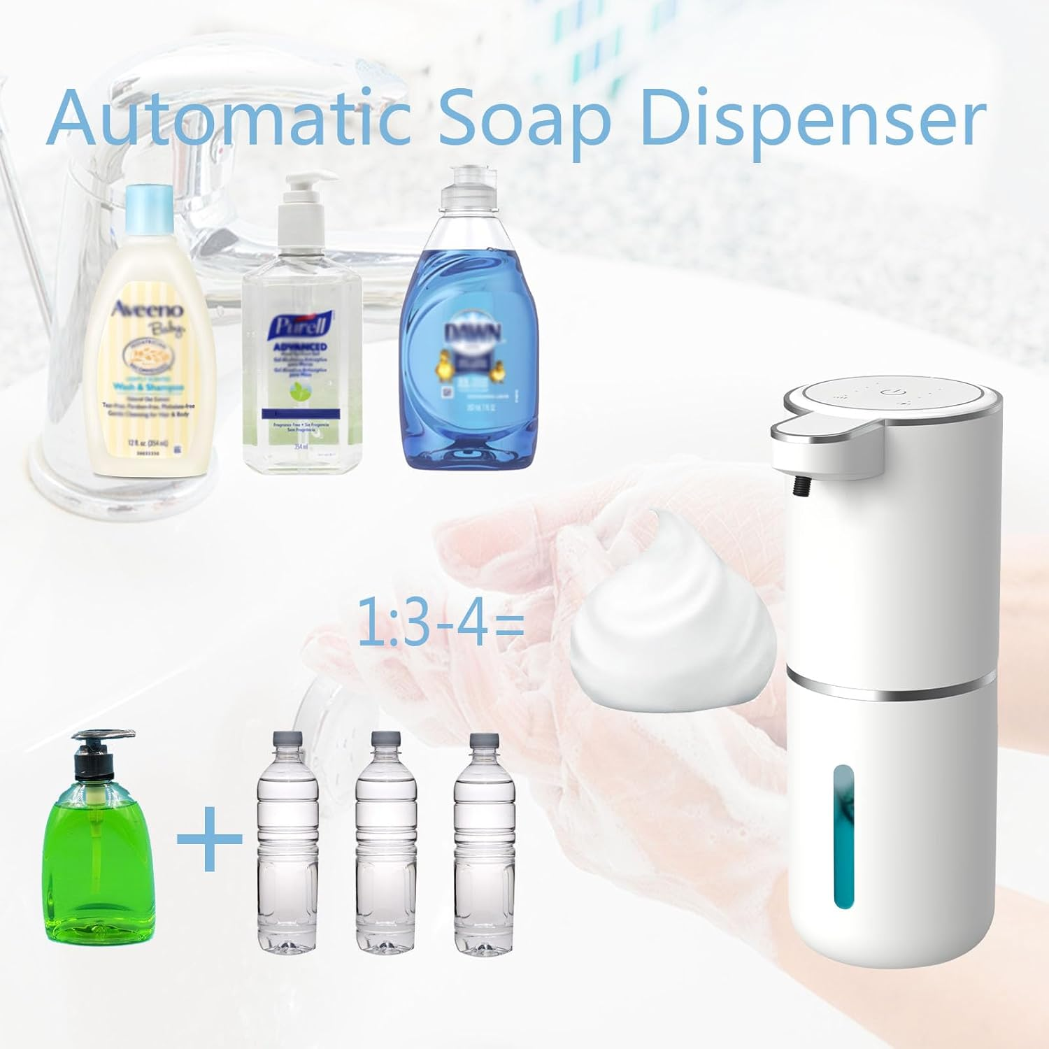Automatic Soap Dispenser &ndash; Touchless Foaming Soap Dispenser 400Ml USB Rechargeable Dispenser Electric Wall Mounted 4Levels Adjustable Foam Soap Dispenser Pump for Bathroom Kitchen Dish Soap image number 1