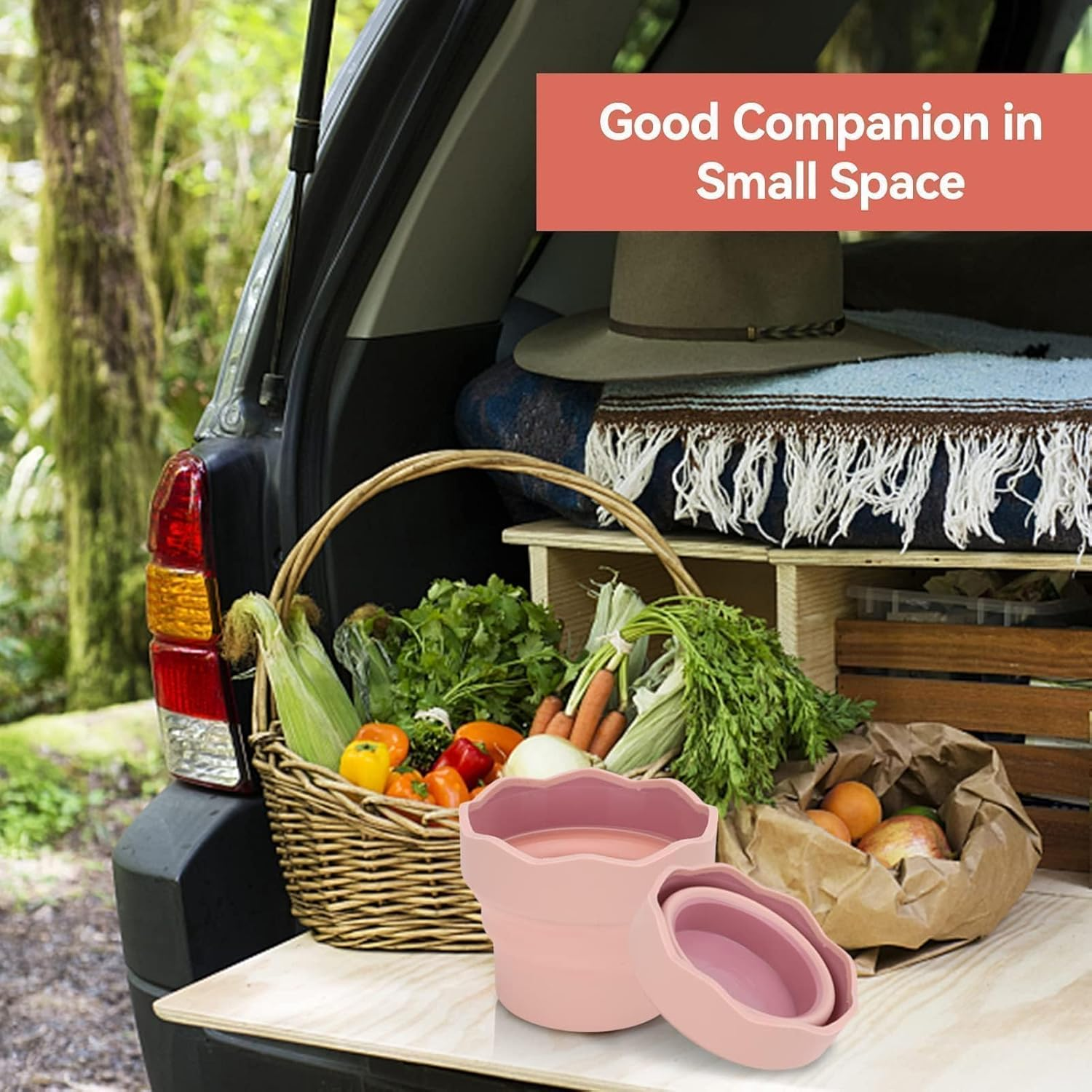 2PCS Collapsible Paint Brush Washer, Portable Silicone Washing Bucket Brush Holder Brush Cleaner Painting Water Cup Collapsable Cups for Watercolor Oil Painting(Pink) - Pink image number 4