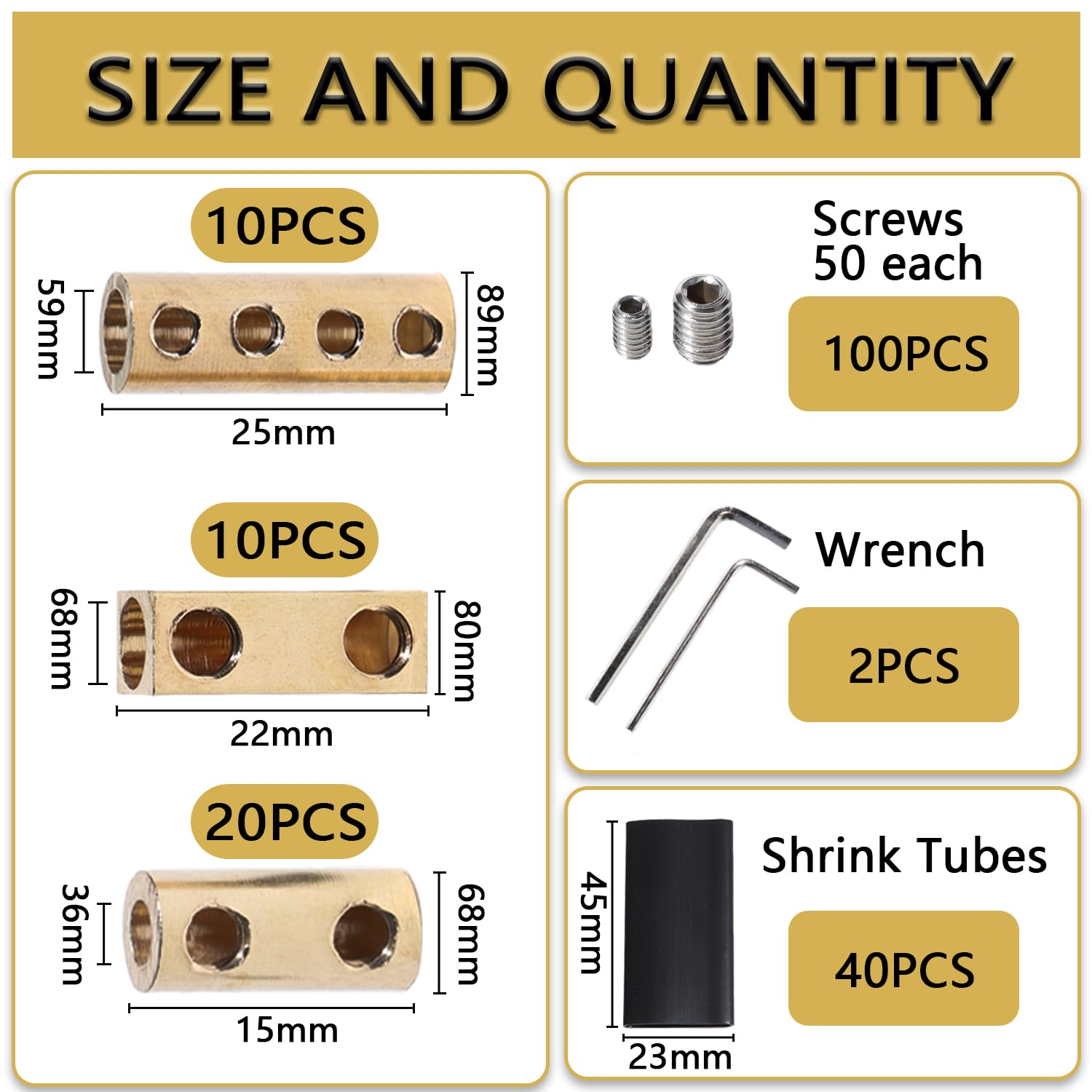 40Pcs 6 8 10 AWG Gauge Wire Connector 60A 80A Quick Wiring Connection Terminal Circuit Splicing Quick 100 Screws 40Pcs 3:1 Red Black Heat Shrink Tube and Wrench image number 2