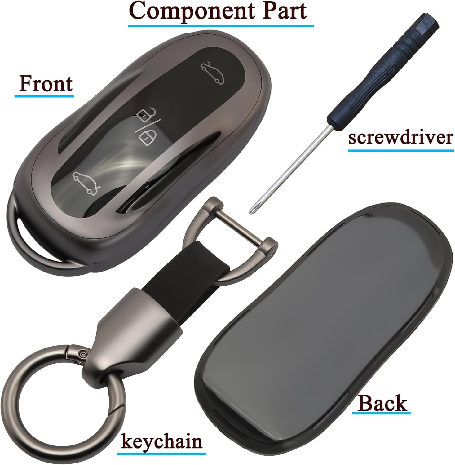 WNILIAN for Tesla Key Fob Cover TPU Key Case with Keychain Protection Accessories Compatible with Tesla Model 3/Y/S Smart Key