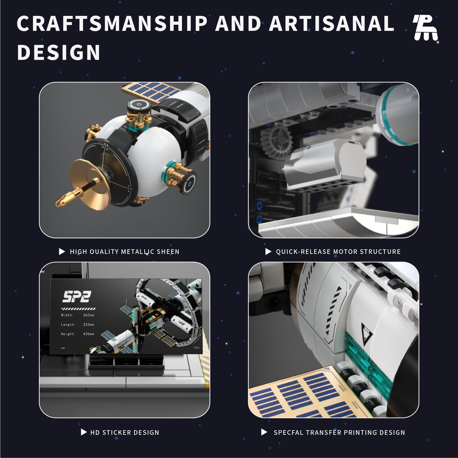 TUOMU International Space Station Building Blocks Set, 2221 PCS Creative Space Explore Model Kit with Electric Gravity Ring, Education Buidling Toy for Kids 8+ and Adults image number 5