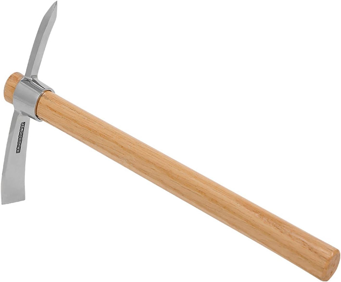 RCKEY Outdoor Camping Multifunctional Pickaxe Hoe Heavy Duty Stainless Steel Pick Axe Hand Hoe with Wooden Handle