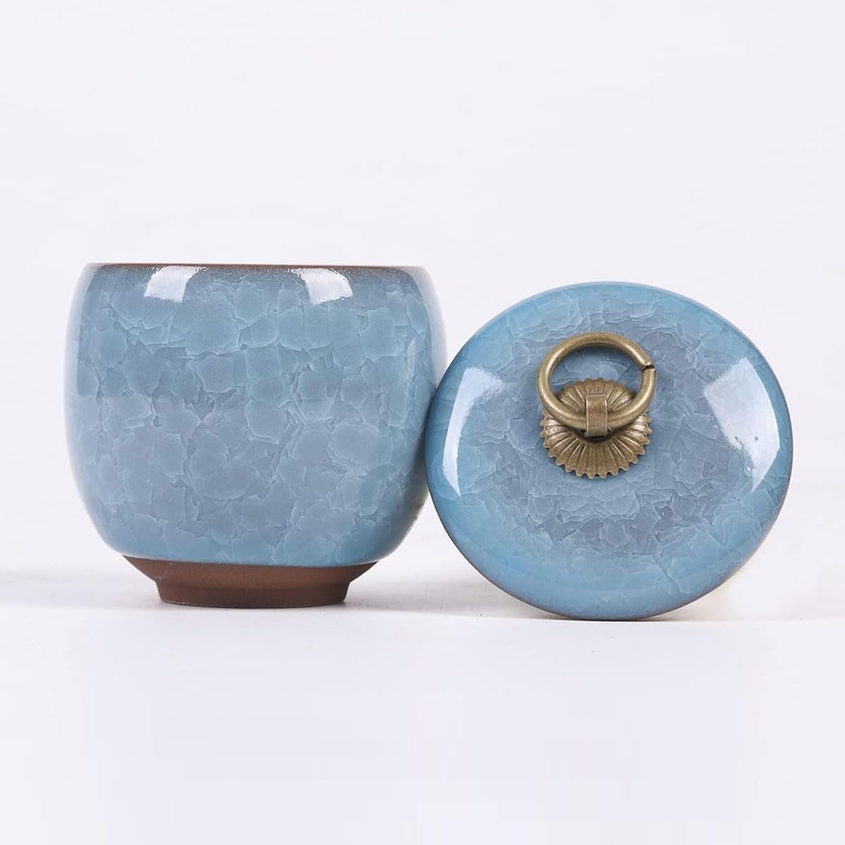 AIMALL Small Ceramic Urns for Human Ashes, Hand-Kiln Glazed Memorial Keepsake, Secure Seal, Holds 5.5 Cubic Inches, Decorative