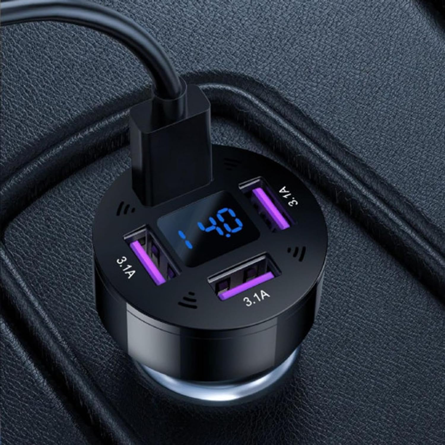 Car Charger USB Fast Charge | Fast Charging Block 4-Port Plug-In Phone Adapter,12-24V Car Charging Head Plug-In for Smartphones, Drive Recorders, Cameras image number 1