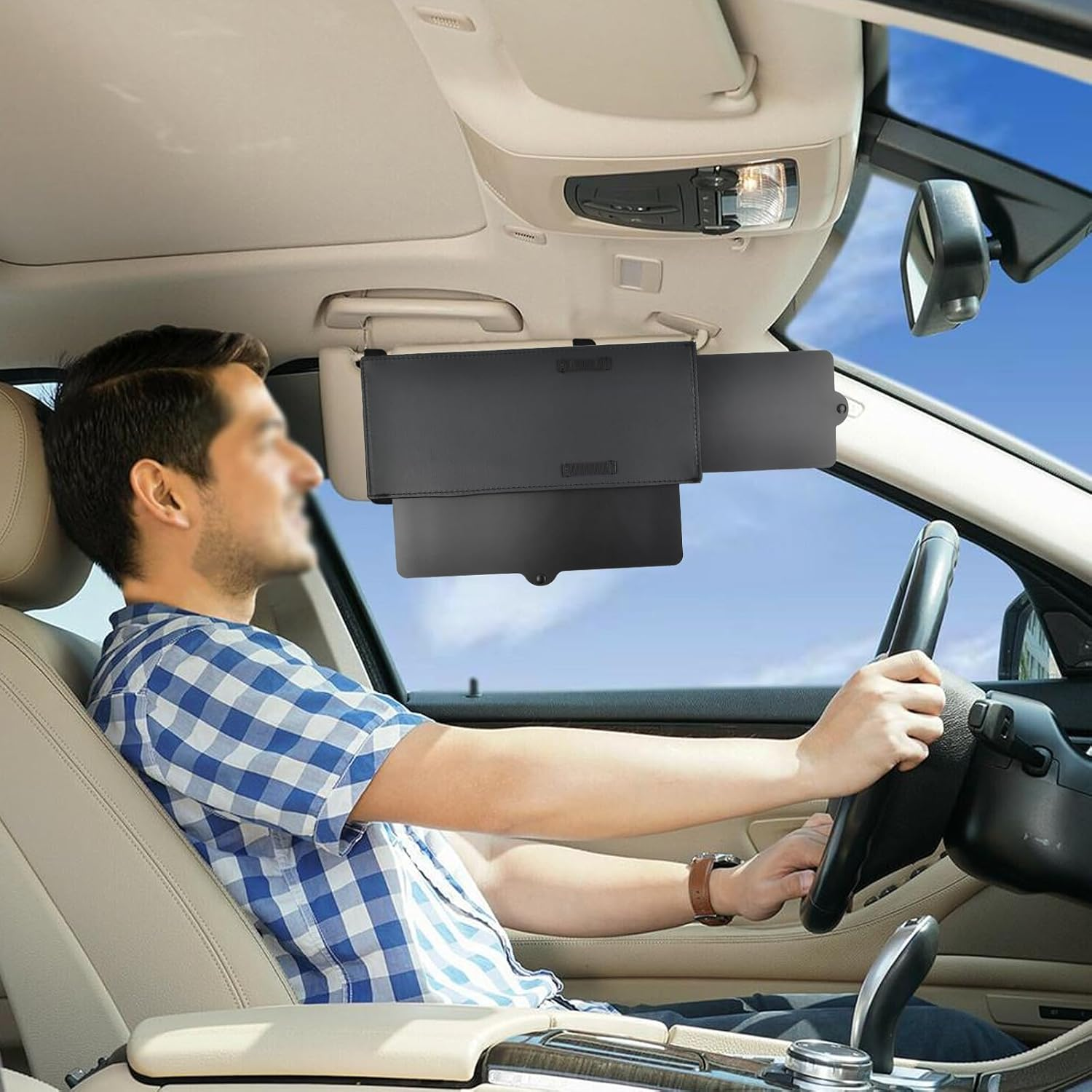 Car Sun Visor Extension, Car Visor, Windscreen Sun Protection, Anti-Glare and UV Protection, Suitable for Driver and Passenger (Black)