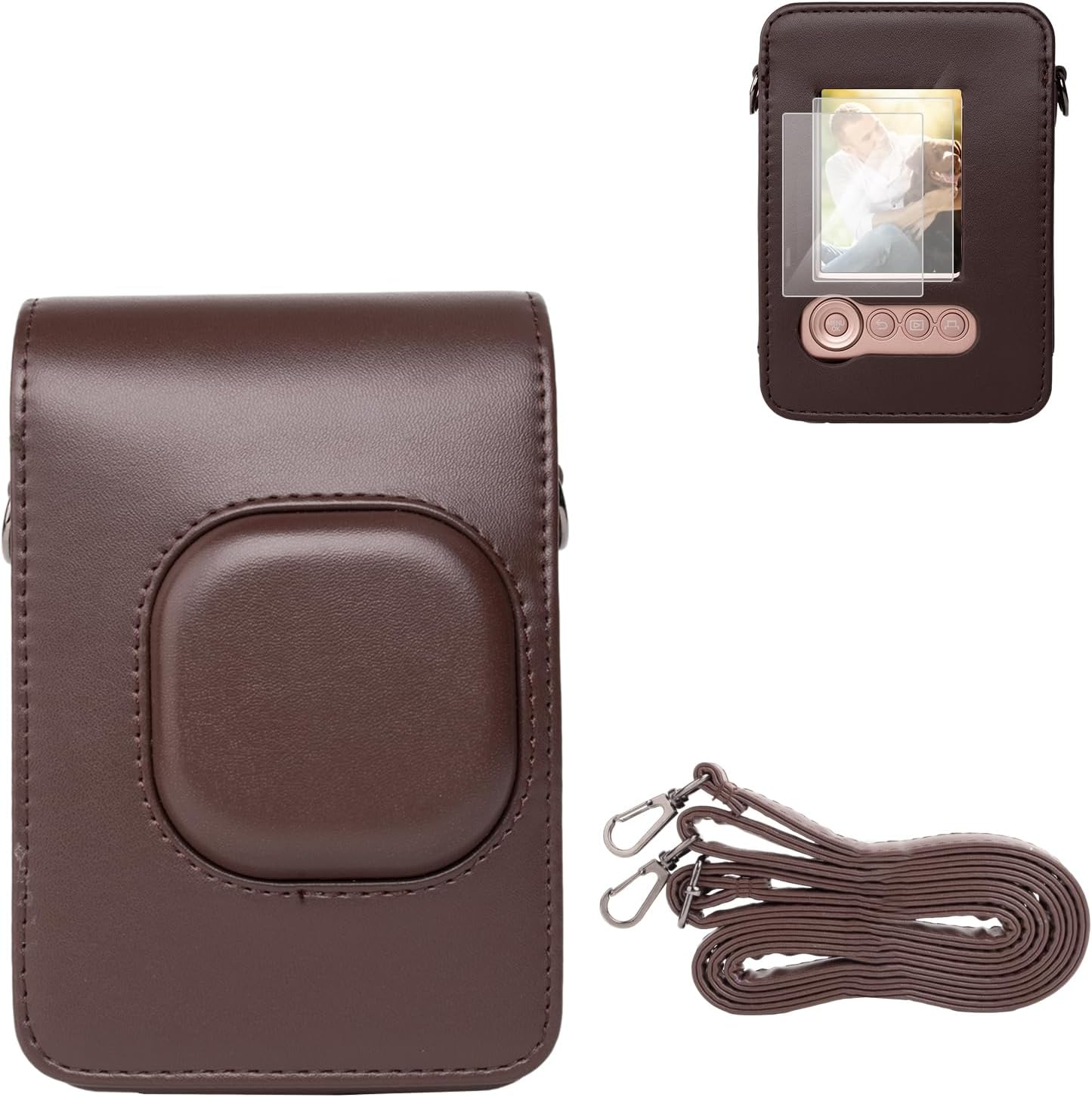 VOVMOEYA Protective Case for Instax Mini Liplay, PU Camera Case for Fuji Instax Mini Liplay Hybrid Instant Camera with 2 LCD Tempered Films with Adjustable Neck Strap, Quick Detachable, Matcha Green