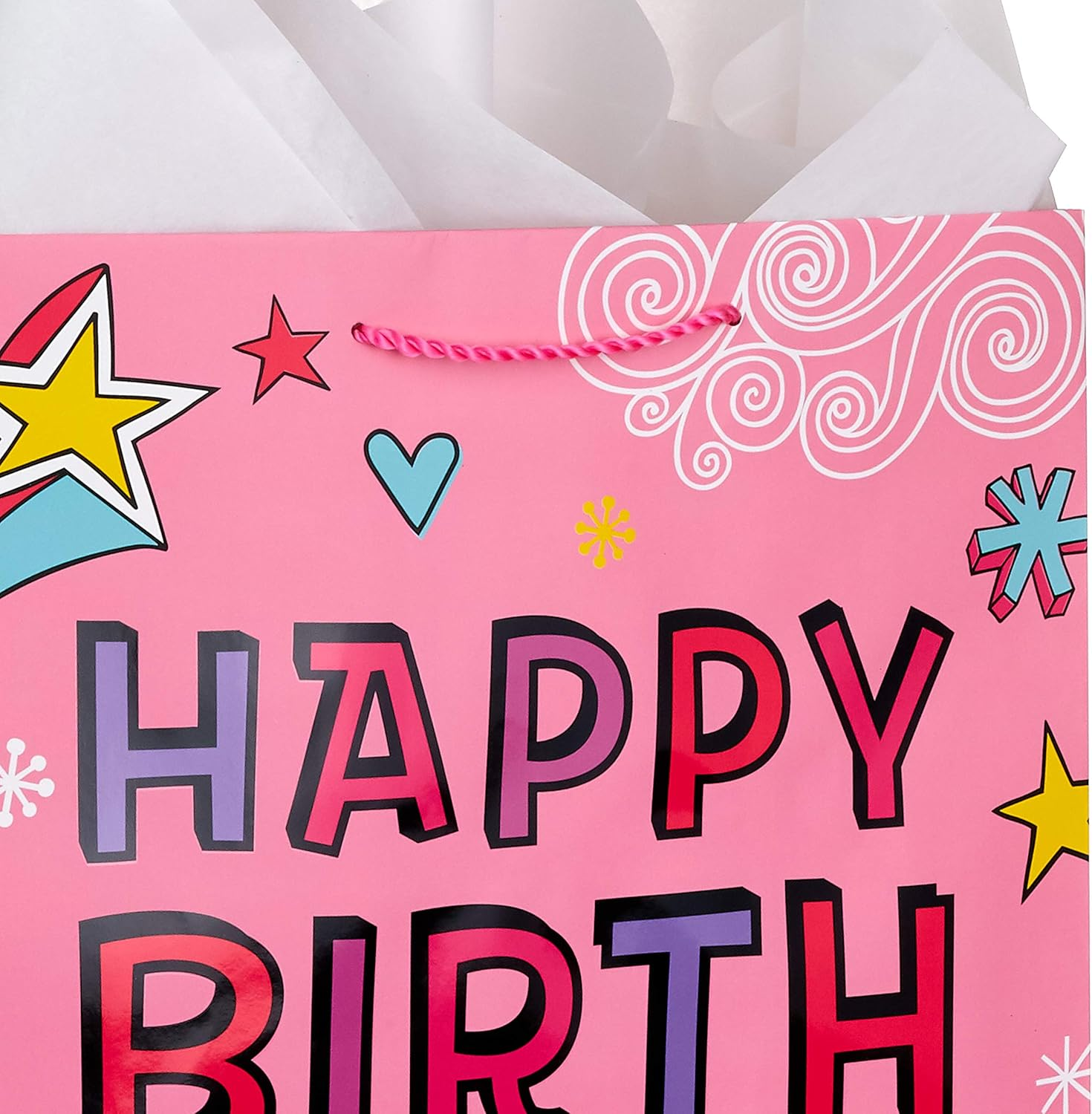 Hallmark 17" Extra Large Gift Bags (3-Pack for Kids Birthday Presents and Parties) Bundle, Jumbo, Pink, Blue, Yellow with Pizza - Large Pizza Bundle image number 5