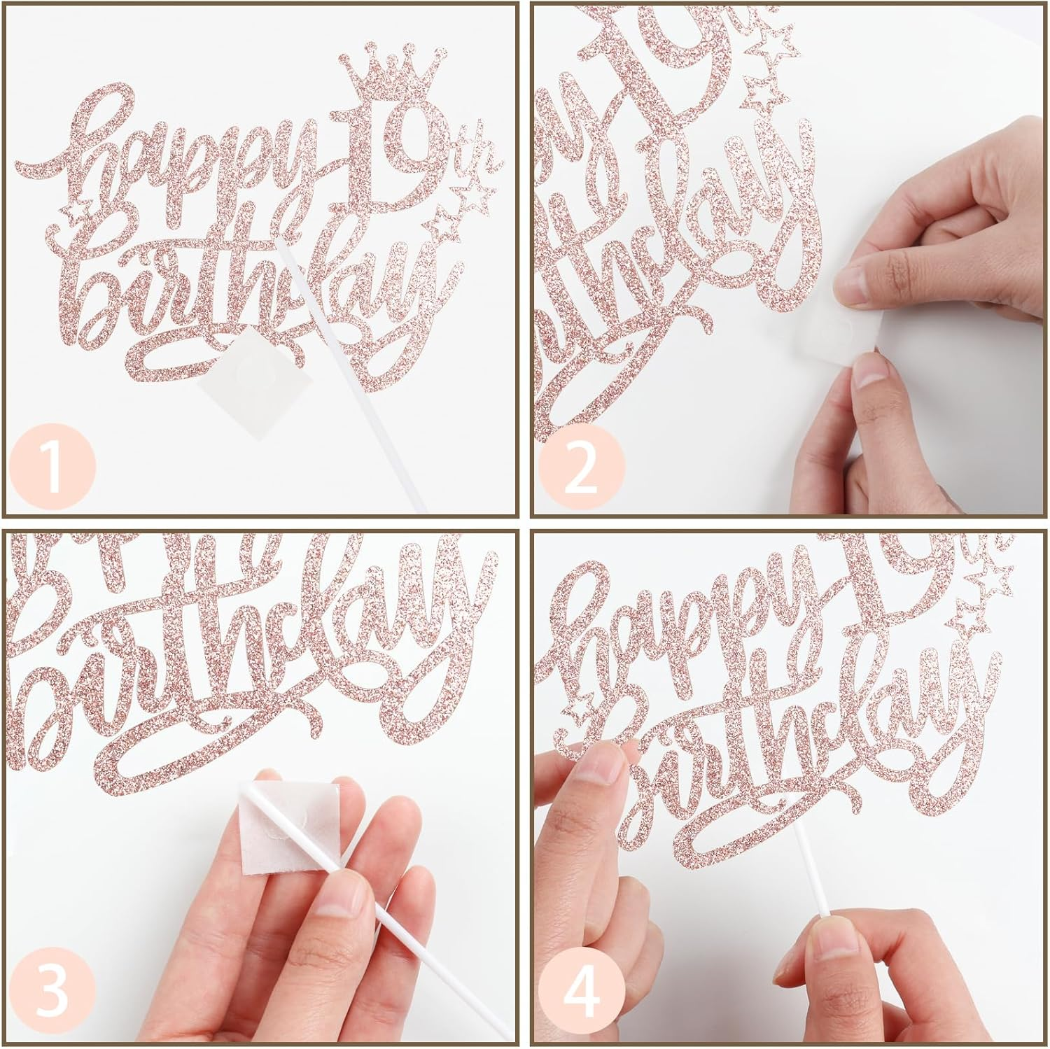 Birthday Decorations - Happy 50Th Birthday Cake Toppers Set (Rose Gold Glitter Heart & Stars) Birthday Gifts for Women Cake Decor for Women&rsquo;S 50Th Birthday Party